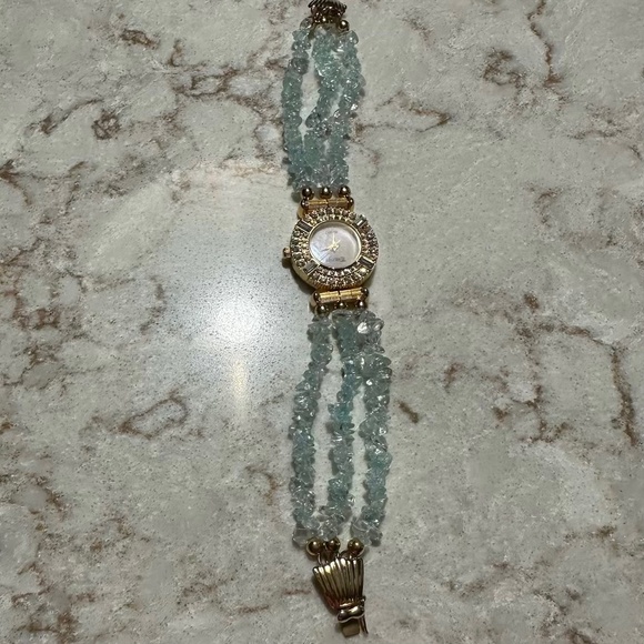 ✨ Glam Aqua Gemstone Bracelet Watch ✨ - Picture 2 of 3